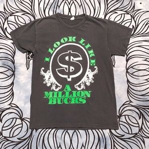 Vintage T-Shirt $ Money Dollar Sign Black Tee Shirt small medium hipster